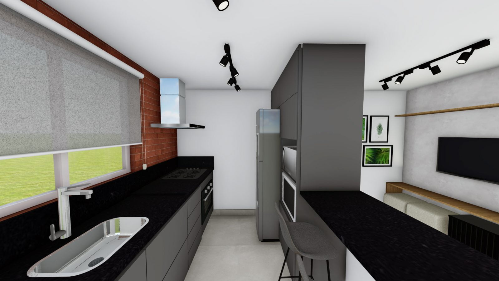 Arquiteto Online - Projeto Online - DECORAÇÃO SALA E COZINHA PEQUENAS 2
