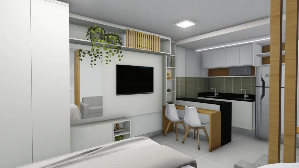 Projeto online de arquitetura e decoração — Cozinha de kitnet | Sala de Projeto